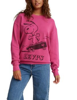 Sudadera Levis Penauts Graphic Crew Sweatshirt Fucshia