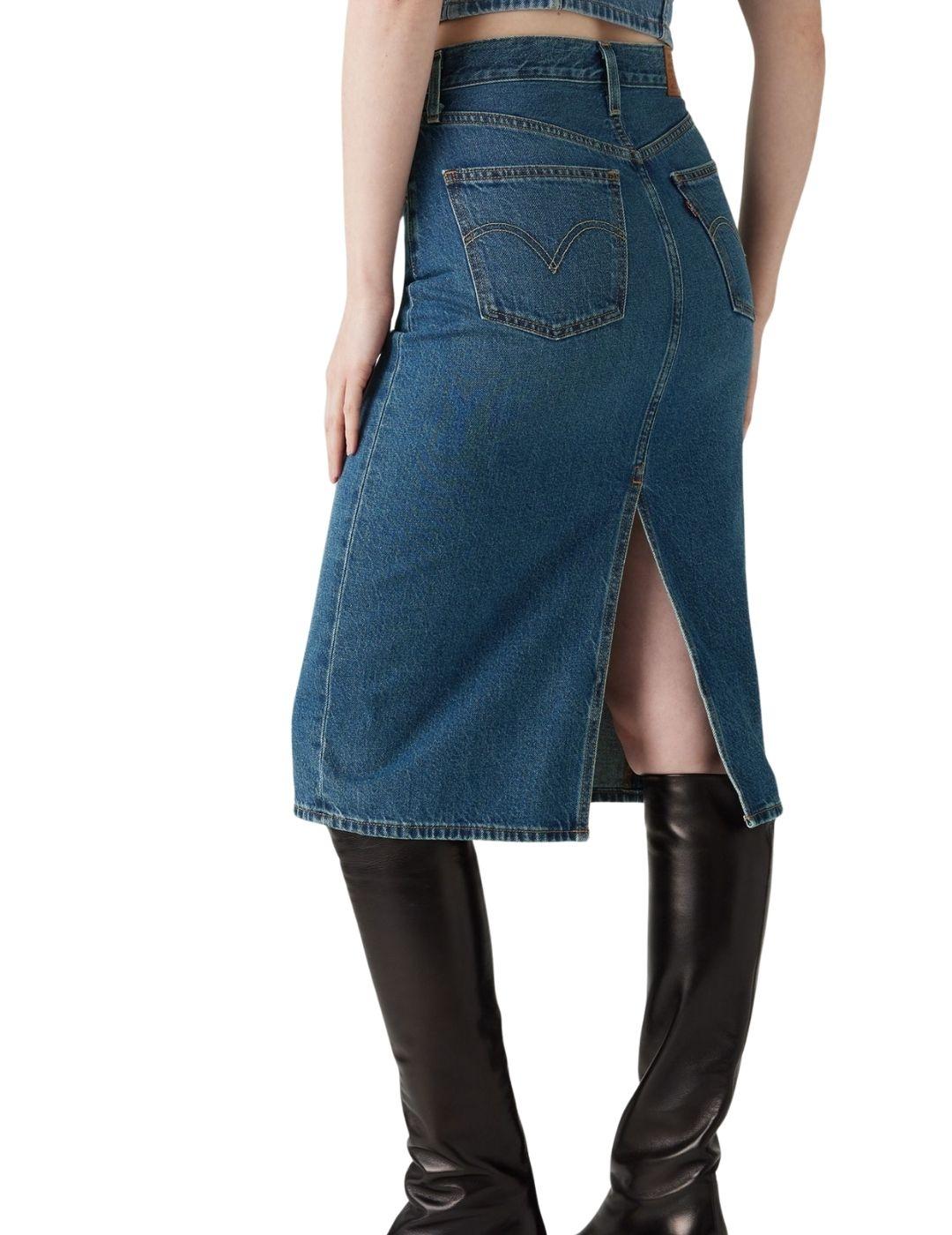 Falda Levi's® 724 de mujer Back Slit Skirt largo midi
