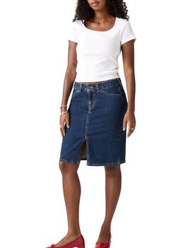 Falda Levi's® denim elástico en azul largo por la rodilla