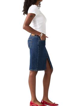 Falda Levi's® denim elástico en azul largo por la rodilla
