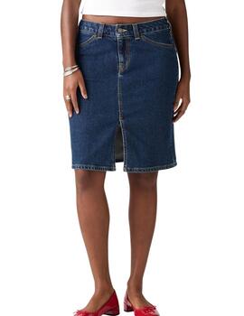Falda Levi's® denim elástico en azul largo por la rodilla