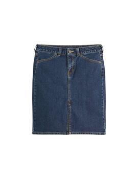 Falda Levi's® denim elástico en azul largo por la rodilla