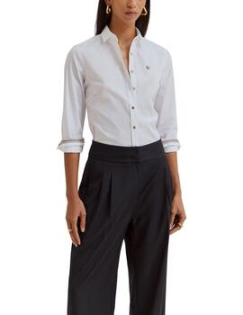 Camisa clásica blanca Lion of Porches de algodón para mujer