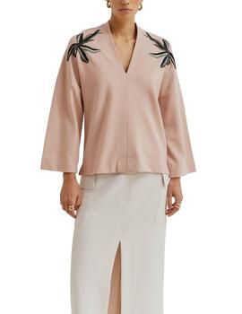 Sudadera rosa de Lion of Porches con flor bordada para mujer