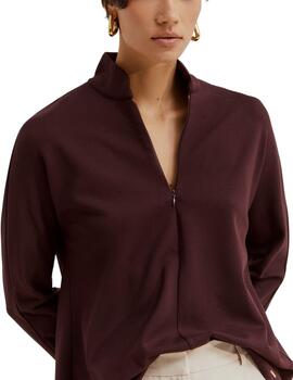 Sudadera Lion of Porches de cremallera en burdeos para mujer