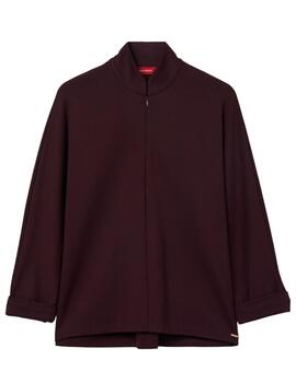 Sudadera Lion of Porches de cremallera en burdeos para mujer