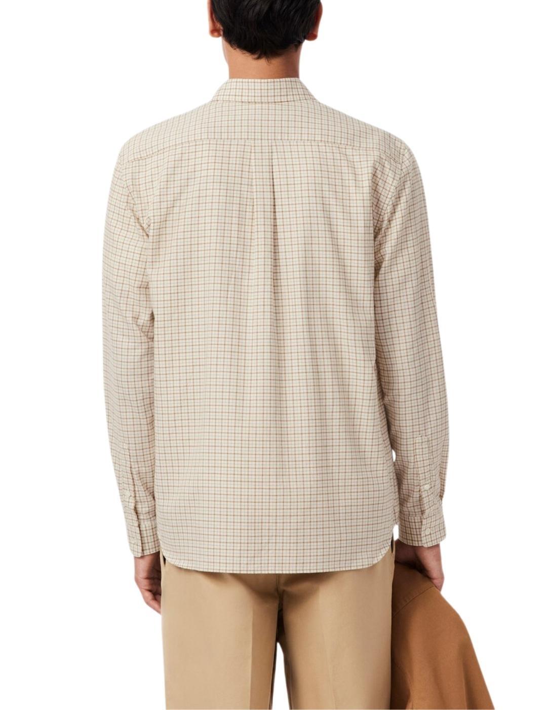 Camisa Lacoste de popelin con estampado a cuadros de hombre