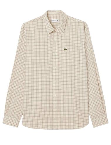 Camisa Lacoste de popelin con estampado a cuadros de hombre