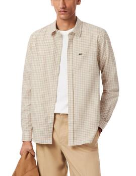 Camisa Lacoste de popelin con estampado a cuadros de hombre