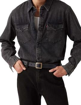 Cinturón Levi's® Casey de cuero unisex en negro