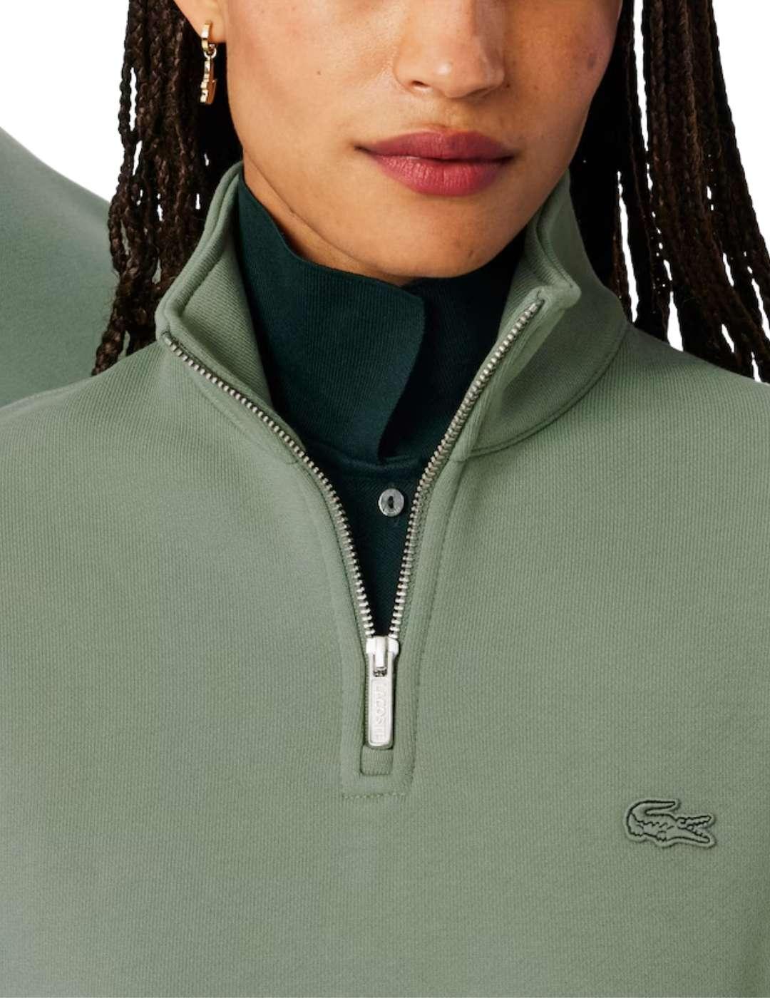 Sudadera Lacoste de media cremallera verde unisex