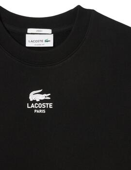 Sudadera Lacoste unisex de cuello redondo en negro