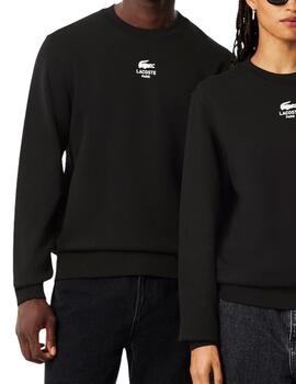 Sudadera Lacoste unisex de cuello redondo en negro