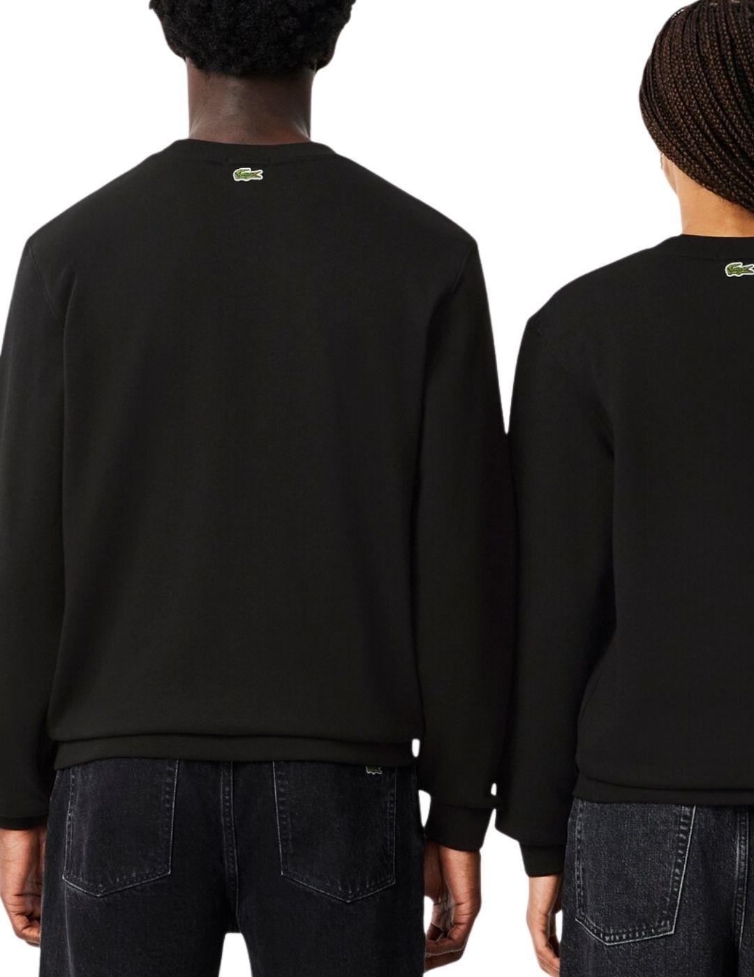 Sudadera Lacoste unisex de cuello redondo en negro