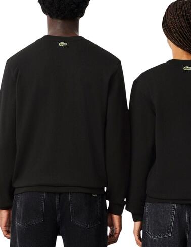 Sudadera Lacoste unisex de cuello redondo en negro