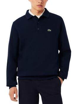 Sudadera Lacoste con cuello polo de canalé para hombre marin