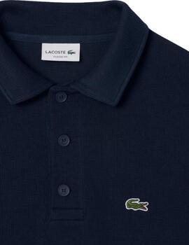 Sudadera Lacoste con cuello polo de canalé para hombre marin