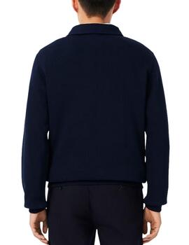 Sudadera Lacoste con cuello polo de canalé para hombre marin