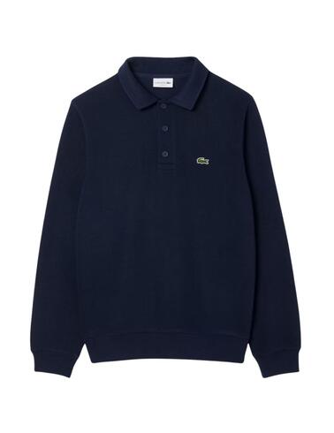 Sudadera Lacoste con cuello polo de canalé para hombre marin
