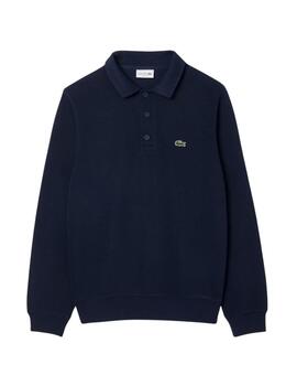 Sudadera Lacoste con cuello polo de canalé para hombre marin