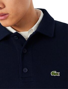 Sudadera Lacoste con cuello polo de canalé para hombre marin
