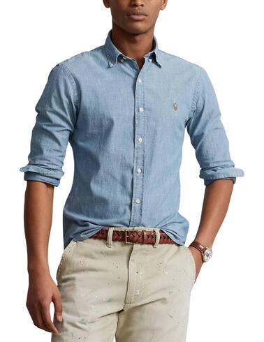 Camisa Polo Ralph Lauren de chambray slim fit manga larga