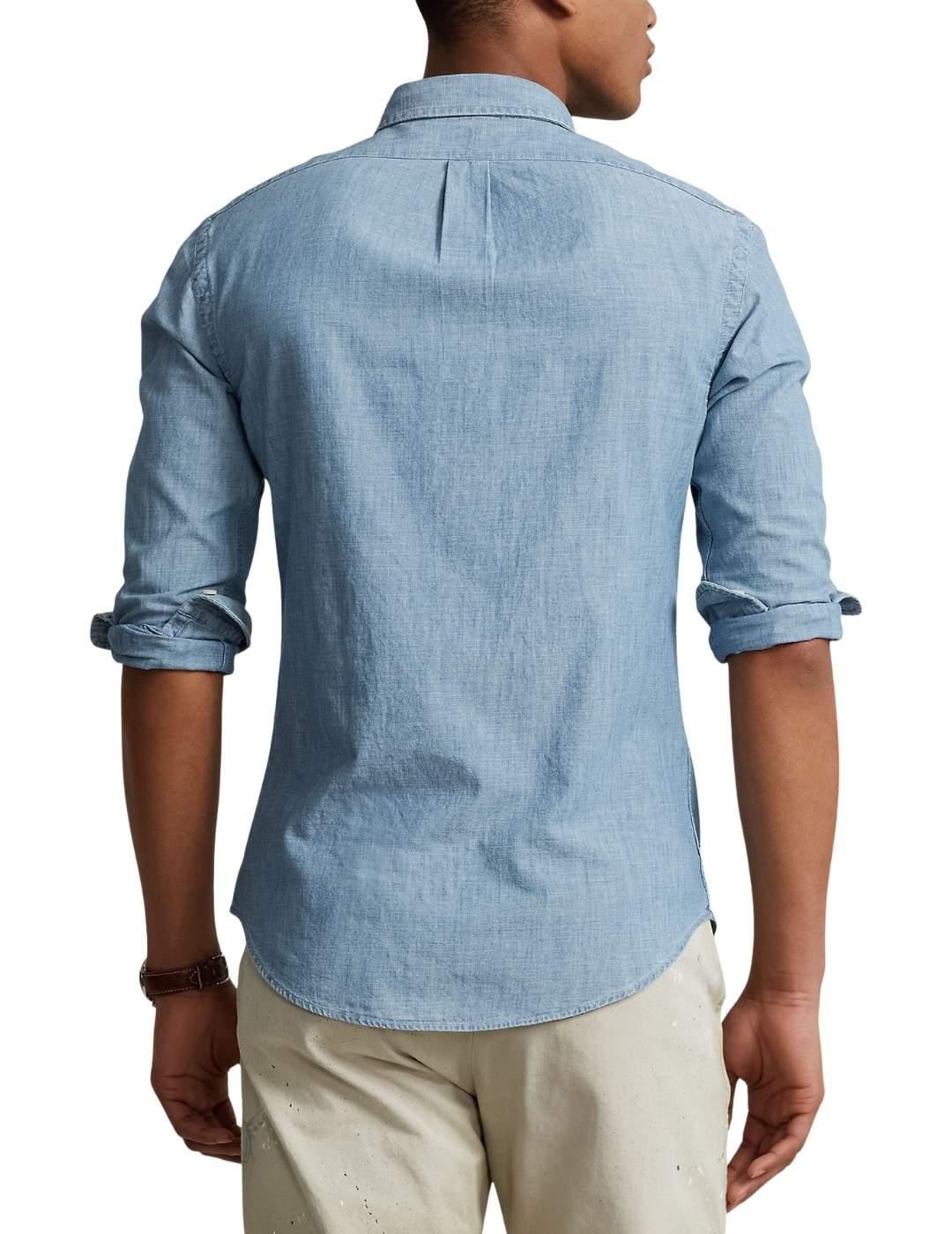 Camisa Polo Ralph Lauren de chambray slim fit manga larga