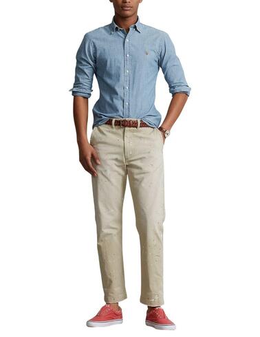 Camisa Polo Ralph Lauren de chambray slim fit manga larga