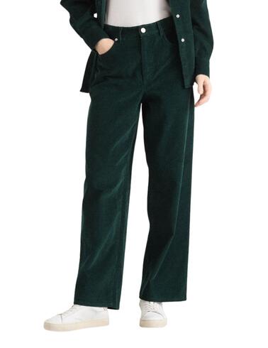 Pantalón ancho de pana Lacoste en  verde mujer