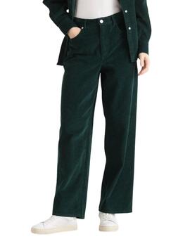Pantalón ancho de pana Lacoste en  verde mujer