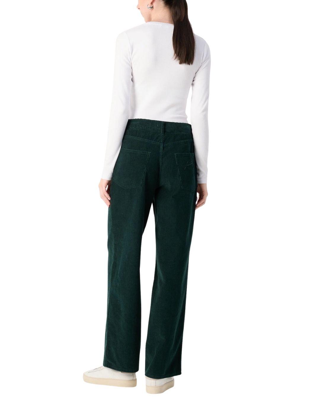 Pantalón ancho de pana Lacoste en  verde mujer