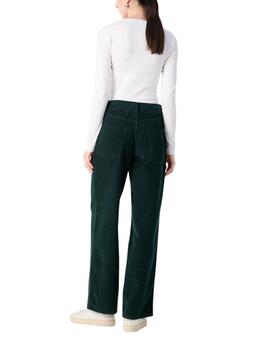 Pantalón ancho de pana Lacoste en  verde mujer