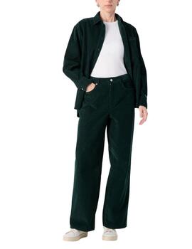 Pantalón ancho de pana Lacoste en  verde mujer