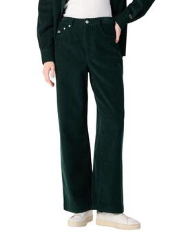 Pantalón ancho de pana Lacoste en  verde mujer