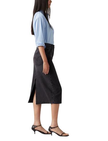 Falda Levi's® en tejido denim medio negro de mujer