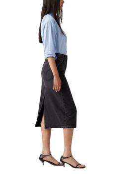 Falda Levi's® en tejido denim medio negro de mujer