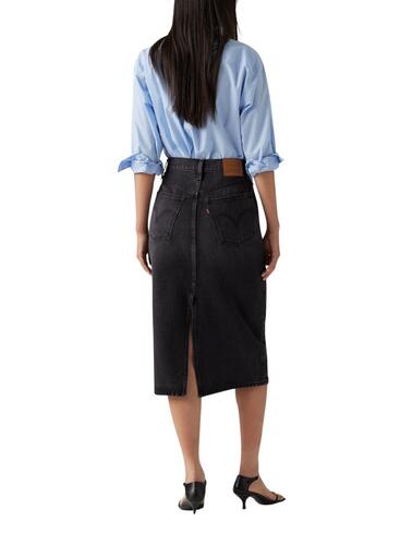 Falda Levi's® en tejido denim medio negro de mujer