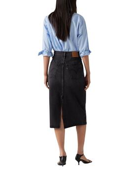 Falda Levi's® en tejido denim medio negro de mujer