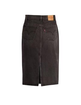 Falda Levi's® en tejido denim medio negro de mujer