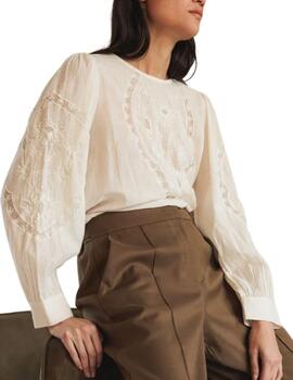 Camisa Indi & Cold con bordado romántico en blanco de mujer