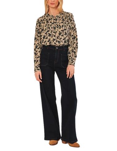 Camisa Indi & Cold blusa cuello mao con estampado floral