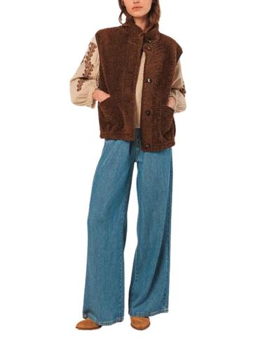 Chaleco Indi & Cold Teddy reversible en marrón de mujer