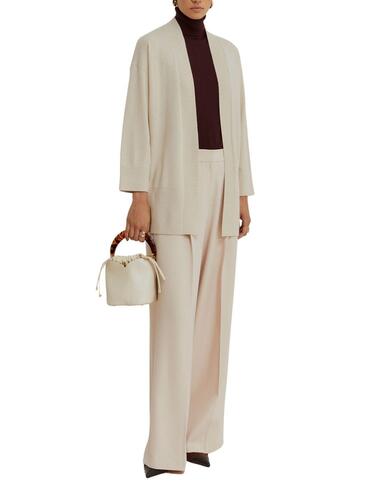 Cárdigan largo Lion of Porches beige en lana para mujer