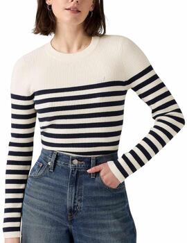 Jersey Levi's® de punto para mujer a rayas en color blanco