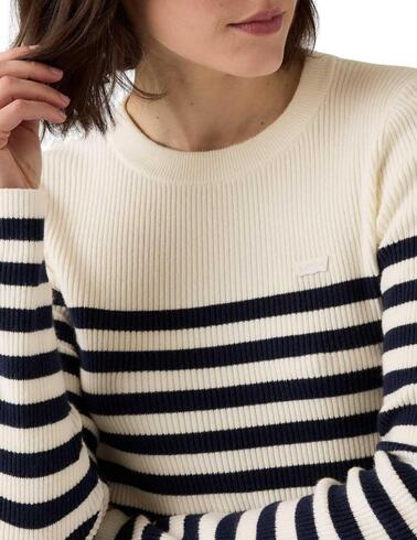 Jersey Levi's® de punto para mujer a rayas en color blanco