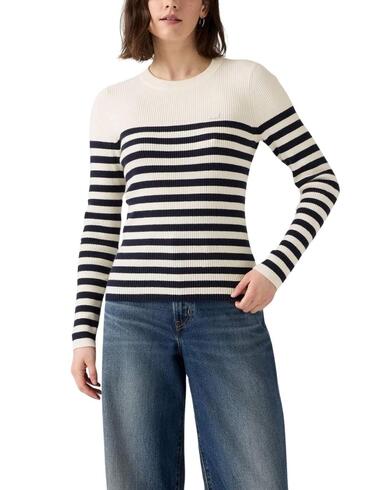 Jersey Levi's® de punto para mujer a rayas en color blanco