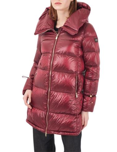 Abrigo de plumas Yes-Zee granate longitud media mujer