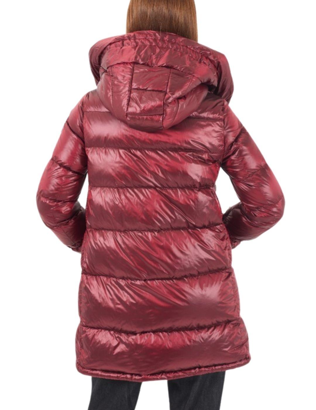 Abrigo de plumas Yes-Zee granate longitud media mujer