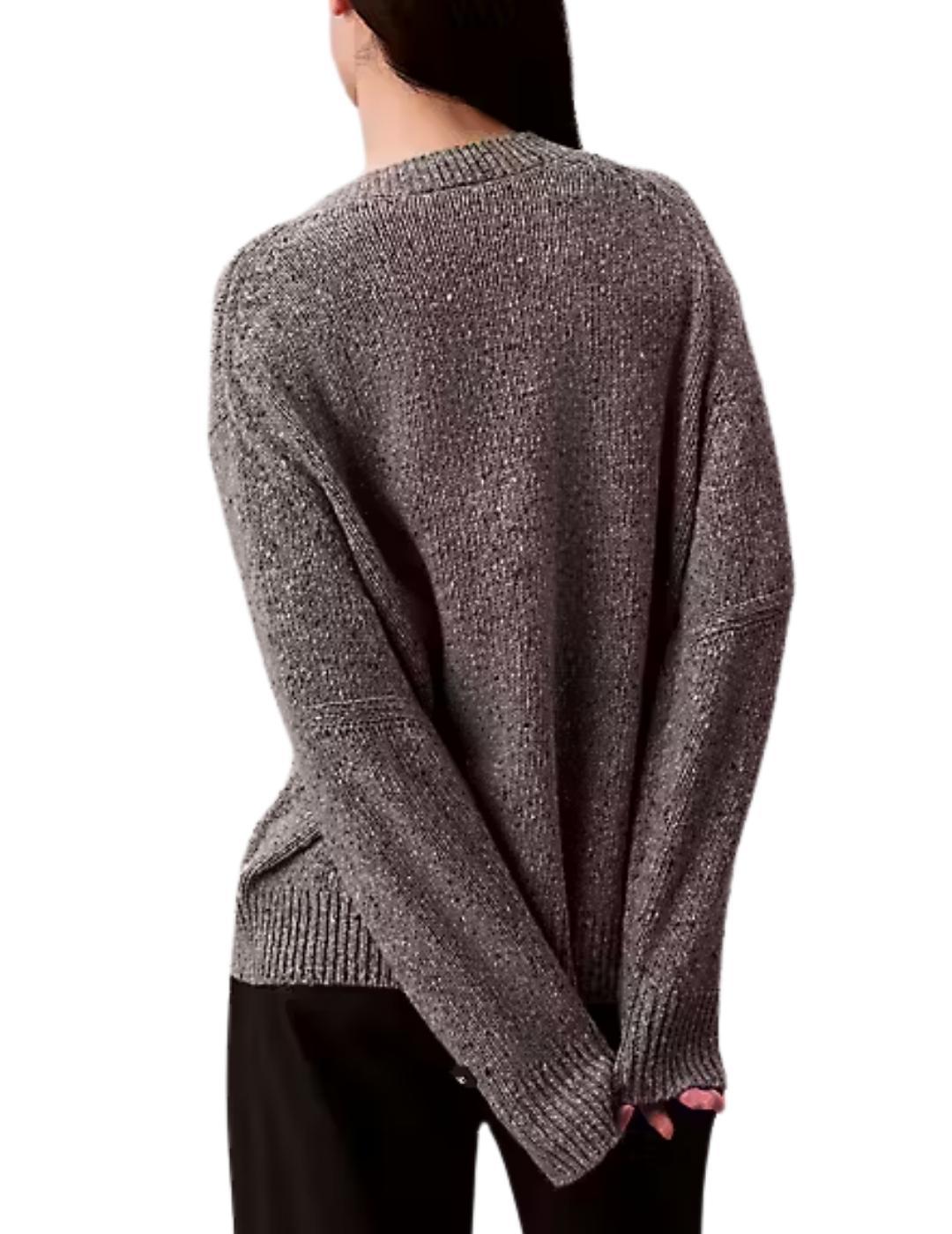 Jersey Calvin Klein jersey cuello pico mujer gris
