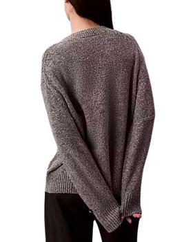 Jersey Calvin Klein jersey cuello pico mujer gris